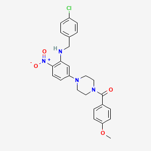 molecular formula C25H25ClN4O4 B3942888 (4-{3-[(4-chlorobenzyl)amino]-4-nitrophenyl}piperazino)(4-methoxyphenyl)methanone 