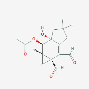 molecular formula C17H22O5 B039429 [(1aR,2R,2aR,6aR)-6,6a-diformyl-2a-hydroxy-1a,4,4-trimethyl-1,2,3,5-tetrahydrocyclopropa[f]inden-2-yl] acetate CAS No. 114838-69-6