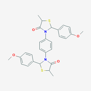molecular formula C28H28N2O4S2 B394295 2-(4-Methoxyphenyl)-3-{4-[2-(4-methoxyphenyl)-5-methyl-4-oxo-1,3-thiazolidin-3-yl]phenyl}-5-methyl-1,3-thiazolidin-4-one 