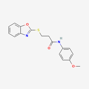 molecular formula C17H16N2O3S B3942963 3-(1,3-benzoxazol-2-ylthio)-N-(4-methoxyphenyl)propanamide 