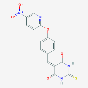 molecular formula C16H10N4O5S B394302 5-{4-[(5-nitropyridin-2-yl)oxy]benzylidene}-2-thioxodihydropyrimidine-4,6(1H,5H)-dione 