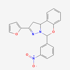 molecular formula C20H15N3O4 B3943032 2-FURAN-2-YL-4-(3-NITRO-PH)-1,9B-2H-5-OXA-3,3A-DIAZA-CYCLOPENTA(A)NAPHTHALENE 