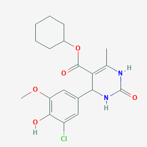 molecular formula C19H23ClN2O5 B394305 Cyclohexyl 4-(3-chloro-4-hydroxy-5-methoxyphenyl)-6-methyl-2-oxo-1,2,3,4-tetrahydro-5-pyrimidinecarboxylate 