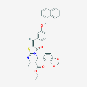 molecular formula C35H28N2O6S B394309 ethyl 5-(1,3-benzodioxol-5-yl)-7-methyl-2-[3-(1-naphthylmethoxy)benzylidene]-3-oxo-2,3-dihydro-5H-[1,3]thiazolo[3,2-a]pyrimidine-6-carboxylate 