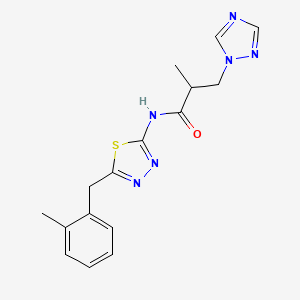 2-methyl-N-[5-(2-methylbenzyl)-1,3,4-thiadiazol-2-yl]-3-(1H-1,2,4-triazol-1-yl)propanamide