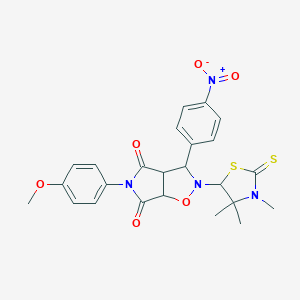 molecular formula C24H24N4O6S2 B394315 3-{4-nitrophenyl}-5-(4-methoxyphenyl)-2-(3,4,4-trimethyl-2-thioxo-1,3-thiazolidin-5-yl)dihydro-2H-pyrrolo[3,4-d]isoxazole-4,6(3H,5H)-dione 