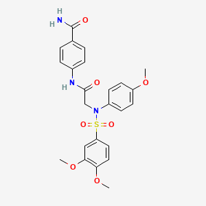 molecular formula C24H25N3O7S B3943176 4-{[N-[(3,4-dimethoxyphenyl)sulfonyl]-N-(4-methoxyphenyl)glycyl]amino}benzamide 