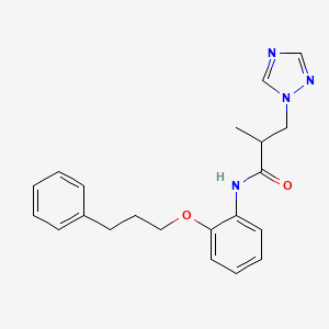 molecular formula C21H24N4O2 B3943199 2-methyl-N-[2-(3-phenylpropoxy)phenyl]-3-(1H-1,2,4-triazol-1-yl)propanamide 