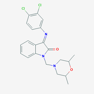 molecular formula C21H21Cl2N3O2 B394325 3-[(3,4-dichlorophenyl)imino]-1-[(2,6-dimethyl-4-morpholinyl)methyl]-1,3-dihydro-2H-indol-2-one CAS No. 312280-49-2