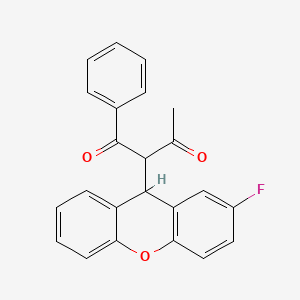 molecular formula C23H17FO3 B3943268 2-(2-fluoro-9H-xanthen-9-yl)-1-phenyl-1,3-butanedione 