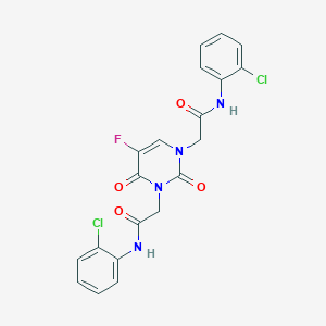 molecular formula C20H15Cl2FN4O4 B3943270 2-[3-[2-(2-chloroanilino)-2-oxoethyl]-5-fluoro-2,4-dioxopyrimidin-1-yl]-N-(2-chlorophenyl)acetamide 