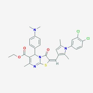 molecular formula C31H30Cl2N4O3S B394328 ethyl 2-{[1-(3,4-dichlorophenyl)-2,5-dimethyl-1H-pyrrol-3-yl]methylene}-5-[4-(dimethylamino)phenyl]-7-methyl-3-oxo-2,3-dihydro-5H-[1,3]thiazolo[3,2-a]pyrimidine-6-carboxylate 