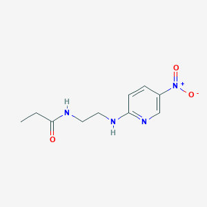 molecular formula C10H14N4O3 B3943291 N-{2-[(5-nitro-2-pyridinyl)amino]ethyl}propanamide 