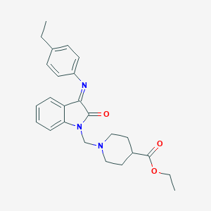 molecular formula C25H29N3O3 B394332 ethyl 1-({3-[(4-ethylphenyl)imino]-2-oxo-2,3-dihydro-1H-indol-1-yl}methyl)-4-piperidinecarboxylate CAS No. 312280-50-5