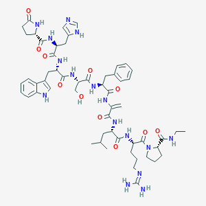 molecular formula C56H76N16O11 B039434 LHRH, phe(5)-delta-ala(6)-N-Et-pronh2(9)- CAS No. 114681-52-6