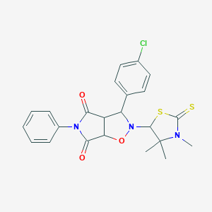 3-(4-chlorophenyl)-5-phenyl-2-(3,4,4-trimethyl-2-sulfanylidene-1,3-thiazolidin-5-yl)-3a,6a-dihydro-3H-pyrrolo[3,4-d][1,2]oxazole-4,6-dione