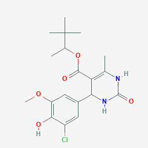 molecular formula C19H25ClN2O5 B394347 1,2,2-Trimethylpropyl 4-(3-chloro-4-hydroxy-5-methoxyphenyl)-6-methyl-2-oxo-1,2,3,4-tetrahydro-5-pyrimidinecarboxylate 