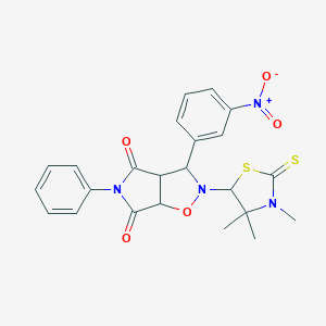 molecular formula C23H22N4O5S2 B394349 3-(3-nitrophenyl)-5-phenyl-2-(3,4,4-trimethyl-2-sulfanylidene-1,3-thiazolidin-5-yl)-3a,6a-dihydro-3H-pyrrolo[3,4-d][1,2]oxazole-4,6-dione CAS No. 308290-43-9