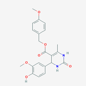 molecular formula C21H22N2O6 B394350 4-(4-hydroxy-3-methoxyphenyl)-6-methyl-2-oxo-3,4-dihydro-1H-pyrimidine-5-carboxylic acid (4-methoxyphenyl)methyl ester 