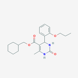 molecular formula C22H30N2O4 B394358 Cyclohexylmethyl 6-methyl-2-oxo-4-(2-propoxyphenyl)-1,2,3,4-tetrahydropyrimidine-5-carboxylate 