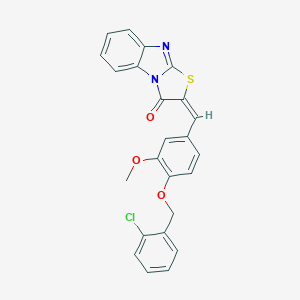 molecular formula C24H17ClN2O3S B394366 2-{4-[(2-chlorobenzyl)oxy]-3-methoxybenzylidene}[1,3]thiazolo[3,2-a]benzimidazol-3(2H)-one 