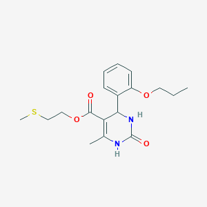 molecular formula C18H24N2O4S B394368 2-(Methylsulfanyl)ethyl 6-methyl-2-oxo-4-(2-propoxyphenyl)-1,2,3,4-tetrahydro-5-pyrimidinecarboxylate 