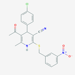 5-Acetyl-4-(4-chlorophenyl)-2-({3-nitrobenzyl}sulfanyl)-6-methyl-1,4-dihydro-3-pyridinecarbonitrile