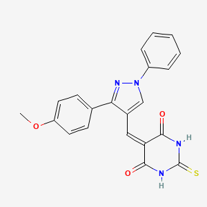 5-[[3-(4-Methoxyphenyl)-1-phenylpyrazol-4-yl]methylidene]-2-sulfanylidene-1,3-diazinane-4,6-dione