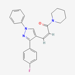 (Z)-3-[3-(4-fluorophenyl)-1-phenylpyrazol-4-yl]-1-piperidin-1-ylprop-2-en-1-one