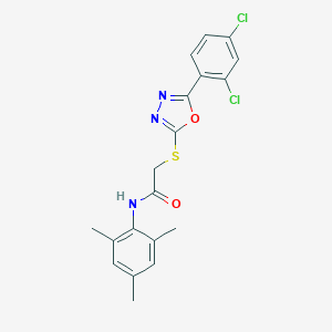 molecular formula C19H17Cl2N3O2S B394381 2-{[5-(2,4-dichlorophenyl)-1,3,4-oxadiazol-2-yl]sulfanyl}-N-mesitylacetamide 
