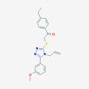 molecular formula C22H23N3O2S B394395 2-{[4-allyl-5-(3-methoxyphenyl)-4H-1,2,4-triazol-3-yl]sulfanyl}-1-(4-ethylphenyl)ethanone 