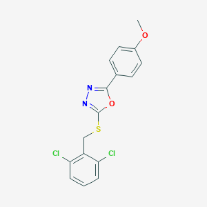 molecular formula C16H12Cl2N2O2S B394396 2-[(2,6-Dichlorobenzyl)sulfanyl]-5-(4-methoxyphenyl)-1,3,4-oxadiazole 