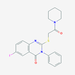 6-iodo-2-{[2-oxo-2-(1-piperidinyl)ethyl]sulfanyl}-3-phenyl-4(3H)-quinazolinone