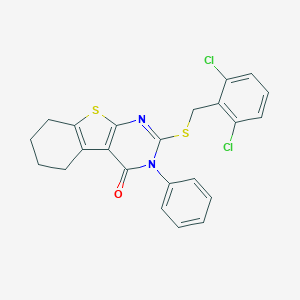 molecular formula C23H18Cl2N2OS2 B394398 2-[(2,6-dichlorobenzyl)sulfanyl]-3-phenyl-5,6,7,8-tetrahydro[1]benzothieno[2,3-d]pyrimidin-4(3H)-one 