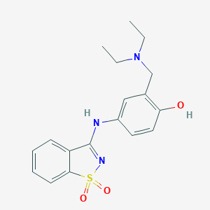 molecular formula C18H21N3O3S B394399 2-[(二乙氨基)甲基]-4-[(1,1-二氧化-1,2-苯并异噻唑-3-基)氨基]苯酚 CAS No. 296791-04-3