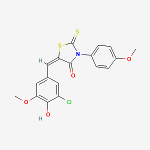 (5E)-5-[(3-chloro-4-hydroxy-5-methoxyphenyl)methylidene]-3-(4-methoxyphenyl)-2-sulfanylidene-1,3-thiazolidin-4-one