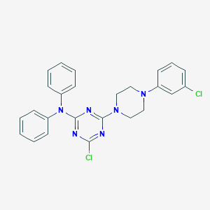 molecular formula C25H22Cl2N6 B394403 4-chloro-6-[4-(3-chlorophenyl)piperazin-1-yl]-N,N-diphenyl-1,3,5-triazin-2-amine CAS No. 312275-38-0