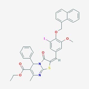 ethyl 2-[3-iodo-5-methoxy-4-(1-naphthylmethoxy)benzylidene]-7-methyl-3-oxo-5-phenyl-2,3-dihydro-5H-[1,3]thiazolo[3,2-a]pyrimidine-6-carboxylate