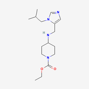 molecular formula C16H28N4O2 B3944066 ethyl 4-{[(1-isobutyl-1H-imidazol-5-yl)methyl]amino}piperidine-1-carboxylate 