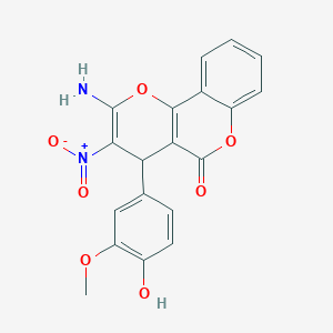 molecular formula C19H14N2O7 B394413 2-amino-4-(4-hydroxy-3-methoxyphenyl)-3-nitro-4H,5H-pyrano[3,2-c]chromen-5-one 