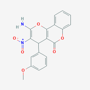 molecular formula C19H14N2O6 B394416 2-amino-3-nitro-4-(3-methoxyphenyl)-4H,5H-pyrano[3,2-c]chromen-5-one 