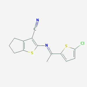 2-{[1-(5-chloro-2-thienyl)ethylidene]amino}-5,6-dihydro-4H-cyclopenta[b]thiophene-3-carbonitrile