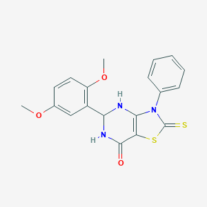 molecular formula C19H17N3O3S2 B394423 5-(2,5-dimethoxyphenyl)-3-phenyl-2-thioxo-2,3,5,6-tetrahydro[1,3]thiazolo[4,5-d]pyrimidin-7(4H)-one 