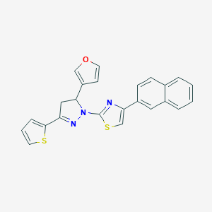 molecular formula C24H17N3OS2 B394424 2-[5-(3-furyl)-3-(2-thienyl)-4,5-dihydro-1H-pyrazol-1-yl]-4-(2-naphthyl)-1,3-thiazole 