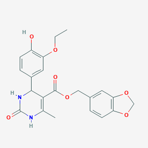 molecular formula C22H22N2O7 B394432 1,3-Benzodioxol-5-ylmethyl 4-(3-ethoxy-4-hydroxyphenyl)-6-methyl-2-oxo-1,2,3,4-tetrahydropyrimidine-5-carboxylate 