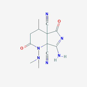 molecular formula C12H14N6O2 B394436 7-amino-1-(dimethylamino)-4-methyl-2,5-dioxo-3,4-dihydro-1H-pyrrolo[3,4-b]pyridine-4a,7a(2H,5H)-dicarbonitrile 