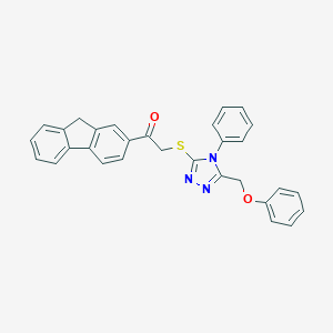 molecular formula C30H23N3O2S B394449 1-(9H-fluoren-2-yl)-2-{[5-(phenoxymethyl)-4-phenyl-4H-1,2,4-triazol-3-yl]sulfanyl}ethanone 
