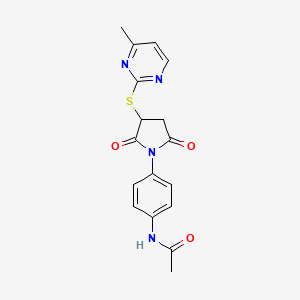 molecular formula C17H16N4O3S B3944501 N-(4-{3-[(4-methylpyrimidin-2-yl)sulfanyl]-2,5-dioxopyrrolidin-1-yl}phenyl)acetamide 