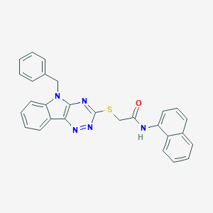 molecular formula C28H21N5OS B394453 2-[(5-benzyl-5H-[1,2,4]triazino[5,6-b]indol-3-yl)sulfanyl]-N-(1-naphthyl)acetamide 