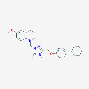 molecular formula C27H34N4O2S B394454 5-[(4-cyclohexylphenoxy)methyl]-2-[(6-methoxy-3,4-dihydroquinolin-1(2H)-yl)methyl]-4-methyl-2,4-dihydro-3H-1,2,4-triazole-3-thione 